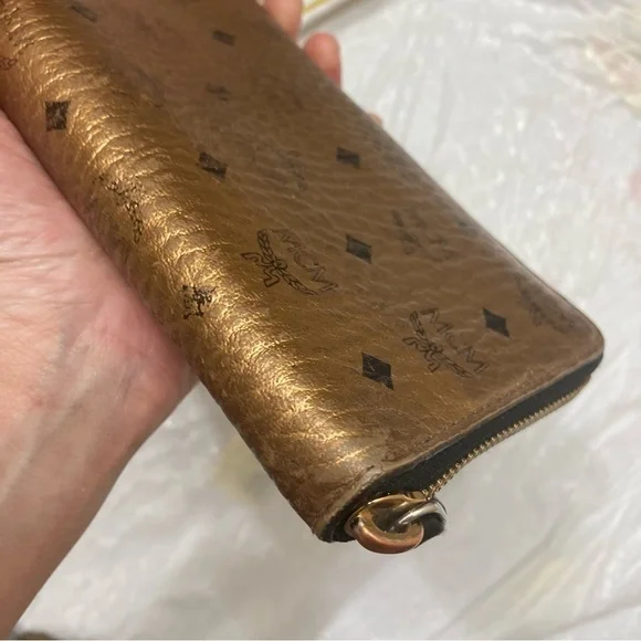 Mcm gold or copper leather zipper clutch wallet - Picture 8 of 11
